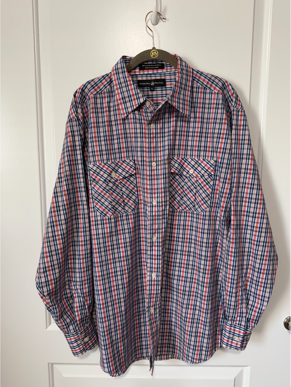 Beverly Hills Polo Club Preppy Fall Casual Plaid Button-Up Shirt Size XL Men’s